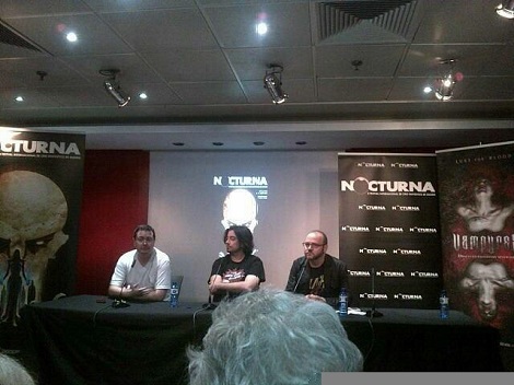 De izda. a dcha.: Ángel Mora, Luis Rosales y Víctor Matellano durante la presentación de "Vampyres" en la pasada edición de Nocturna.